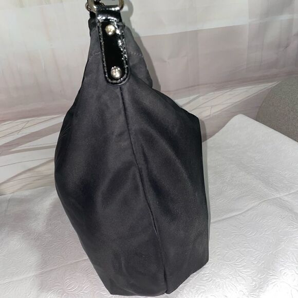 Kate Spade Nylon Leather Trim Shoulder Bag Hobo Bag Black Medium - Picture 4 of 8